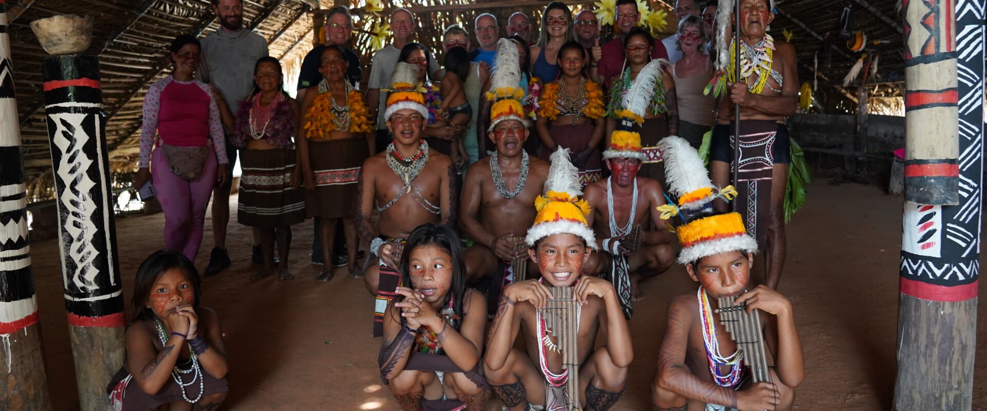 Ricardo Caju with an Amazon indigenous community on the river